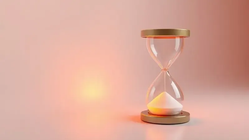 Design conceitual 3D simbolizando durabilidade e longevidade com elementos de tempo e superfícies macias.