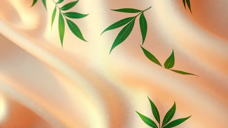 Detalhe conceitual de tecido com fibras de bambu macio e sustentável para colchões em 3D.