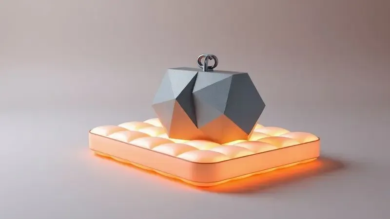 Ilustração 3D mostrando a resistência e durabilidade de um colchão pneumático de alta qualidade com suporte reforçado.