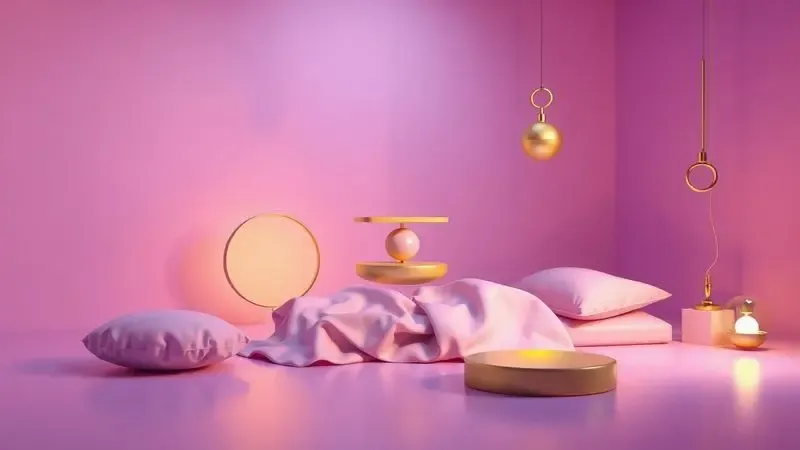 Cena 3D conceitual simbolizando equilíbrio e suporte ideal para uma boa noite de sono.