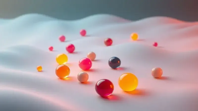 Ilustração conceitual 3D mostrando pontos de pressão coloridos sendo suavizados por uma superfície tecnológica.