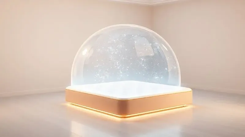 Representação visual de uma bolha protetora ao redor de uma cama, simbolizando o tratamento contra ácaros e fungos.