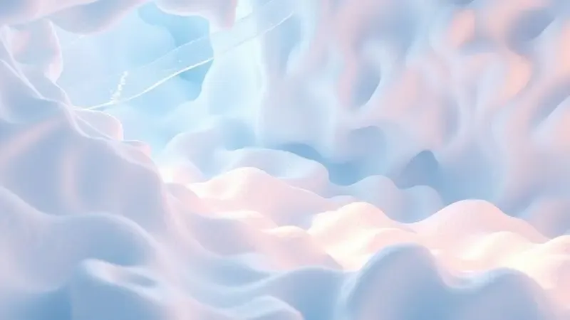 Visualização 3D abstrata de fluxo de ar através de camadas de espuma azul, representando o controle de temperatura do colchão.