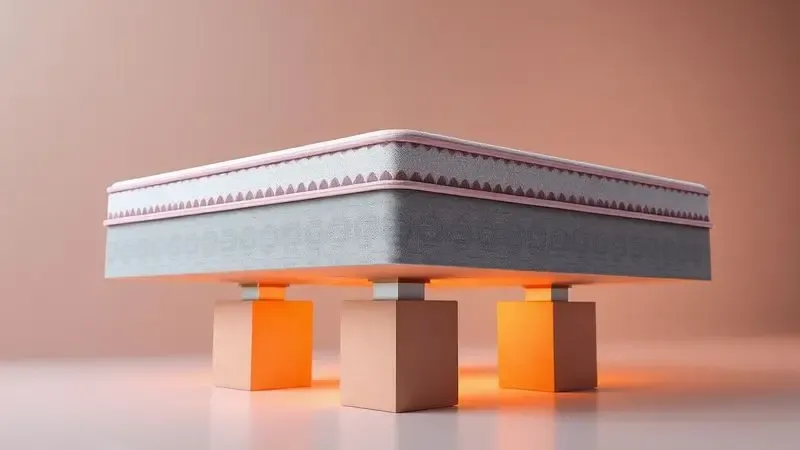 Estrutura de colchão de alta densidade em 3D focada em durabilidade e suporte para maior resistência de peso.
