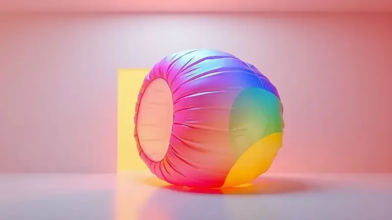 Ilustração criativa 3D demonstrando o conceito de capturar ar com um saco para inflar objetos.