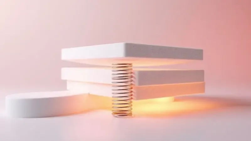 Representação visual das camadas internas de conforto e suporte de um colchão premium em 3D.