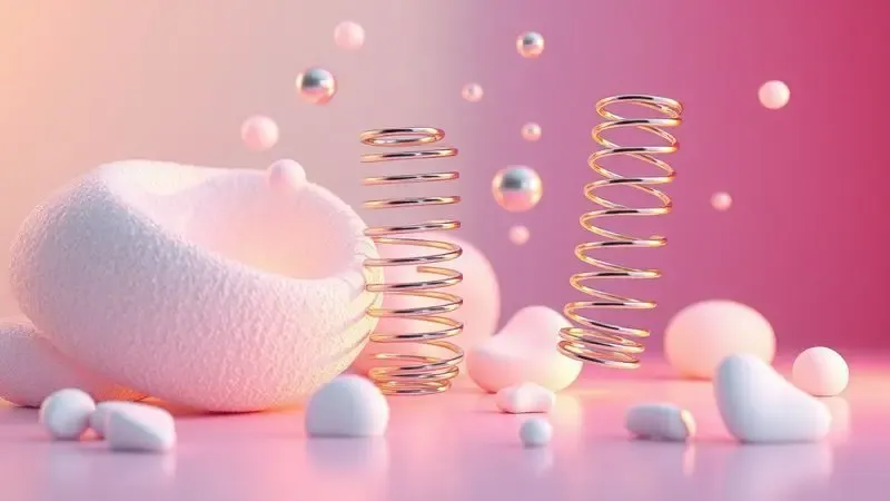 Ilustração 3D conceitual comparando diferentes texturas e suportes para escolha do colchão ideal.