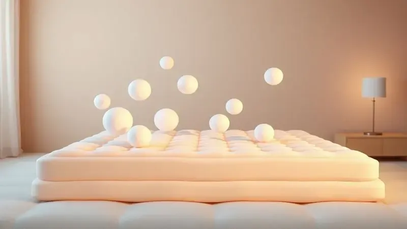 Representação conceitual em 3D de diferentes níveis de firmeza e conforto em superfícies de colchão.