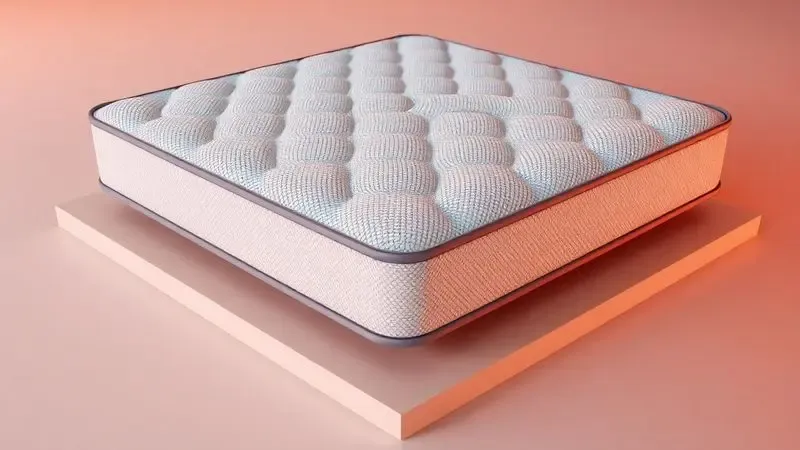 Camada protetora e resistente de base de colchão inflável para camping em ambiente 3D.