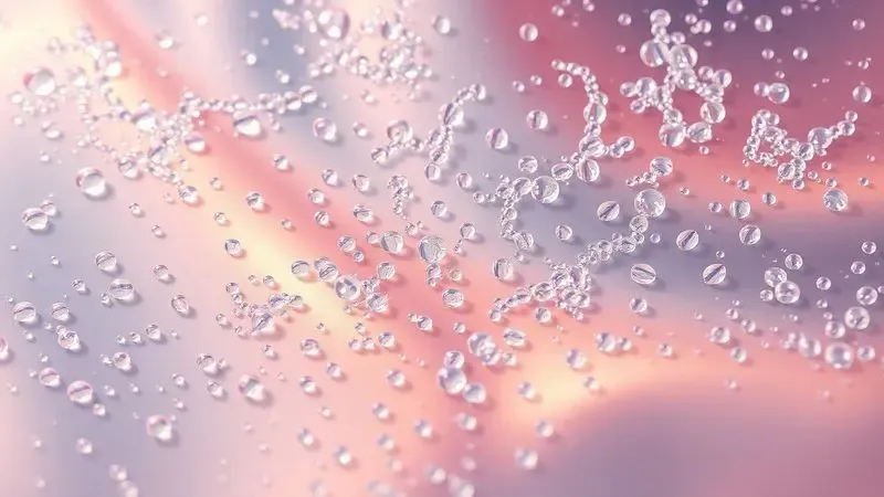 Renderização 3D de gotas de água deslizando sobre um tecido impermeável vibrante, ilustrando a facilidade de limpeza.