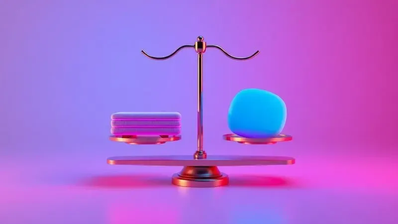 Comparativo visual entre diferentes modelos de colchões infláveis representados em uma balança conceitual 3D.