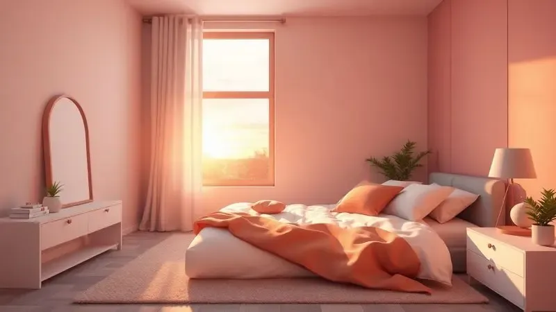 Renderização conceitual 3D de um ambiente de descanso sereno com iluminação suave e cores vibrantes para representar conforto extremo.