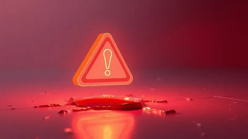 Ilustração 3D de alerta com iluminação âmbar sobre uma superfície plástica, indicando cuidado com materiais inadequados.