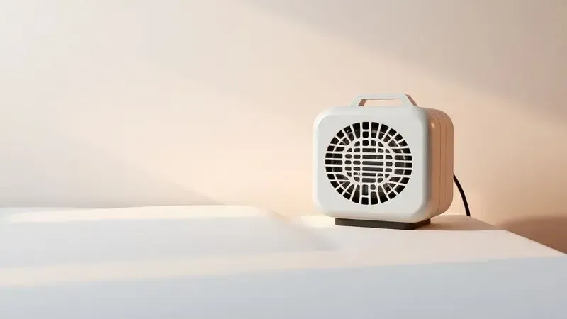 Motor de compressão silencioso e minimalista em um ambiente hospitalar moderno e limpo.