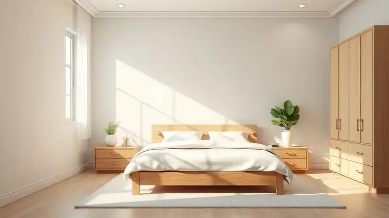 Quarto limpo e arejado com uma cama box bem conservada em ambiente iluminado e acolhedor.