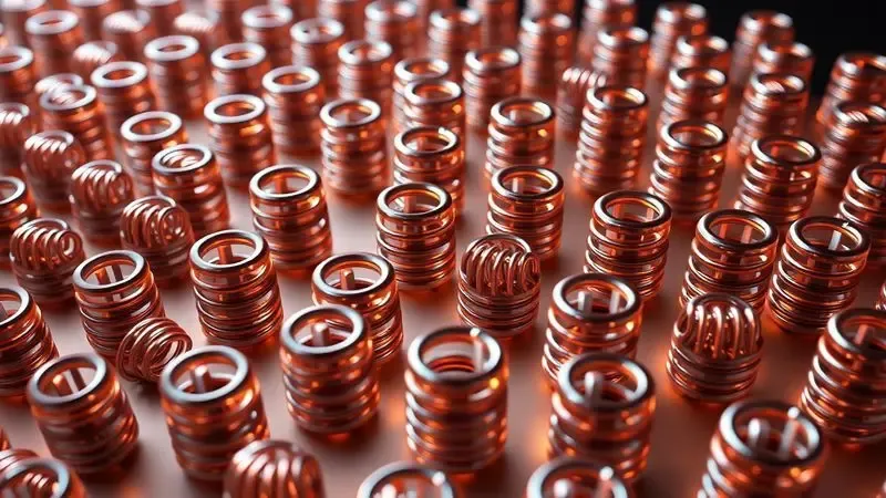Visualização técnica em 3D de molas ensacadas individuais organizadas em uma estrutura de suporte.
