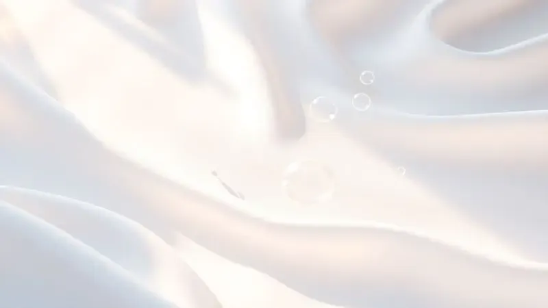Visualização 3D de frescor e pureza em tecidos brancos para manutenção e cuidado de colchões.