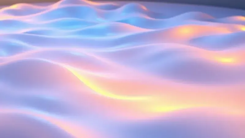 Ilustração 3D conceitual de uma superfície macia e iluminada representando o máximo conforto e relaxamento durante o sono.