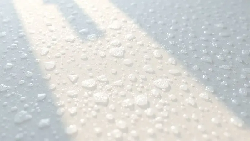 Superfície de colchão limpa e radiante com elementos conceituais de frescor e durabilidade.