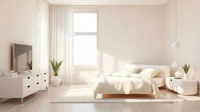 Ilustração de um ambiente de quarto limpo e organizado representando a manutenção e durabilidade de um colchão.