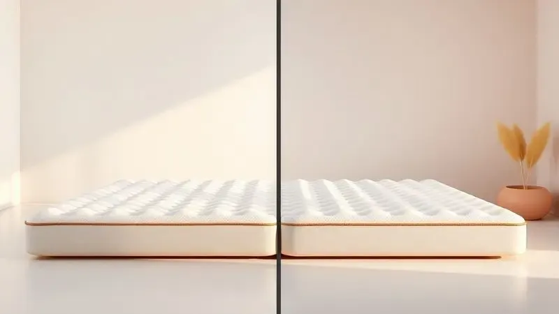 Comparação visual entre texturas de colchão casca de ovo e colchão pneumático para alívio de pressão.