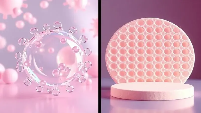 Comparação visual entre células de ar de um colchão pneumático e a textura de um colchão casca de ovo.