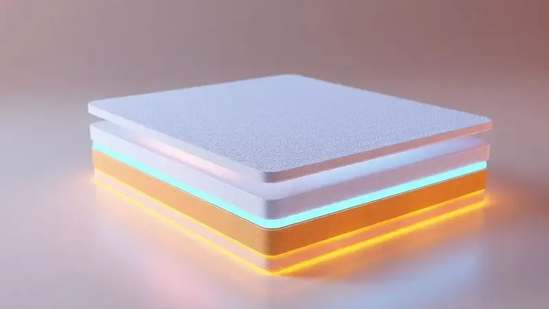 Visualização abstrata comparando a estrutura interna de molas e espuma de um colchão de alta tecnologia.