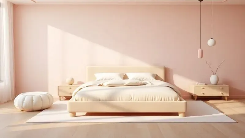 Representação conceitual em 3D do amplo espaço e conforto de um colchão queen size em um ambiente moderno.