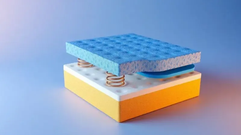 Representação 3D das molas internas e camadas de conforto de um colchão de alta qualidade.