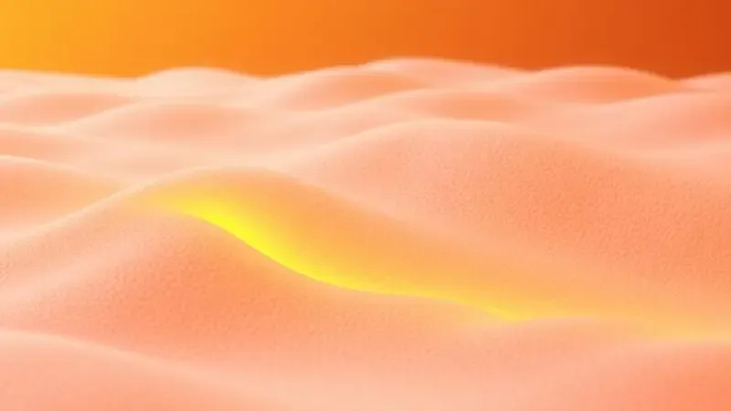 Representação visual 3D do calor afetando a maciez da espuma de um colchão com cores vibrantes em degradê.