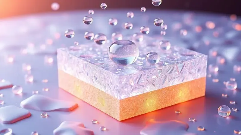 Detalhe conceitual de camadas de espuma de alta performance e visco gel para colchões.