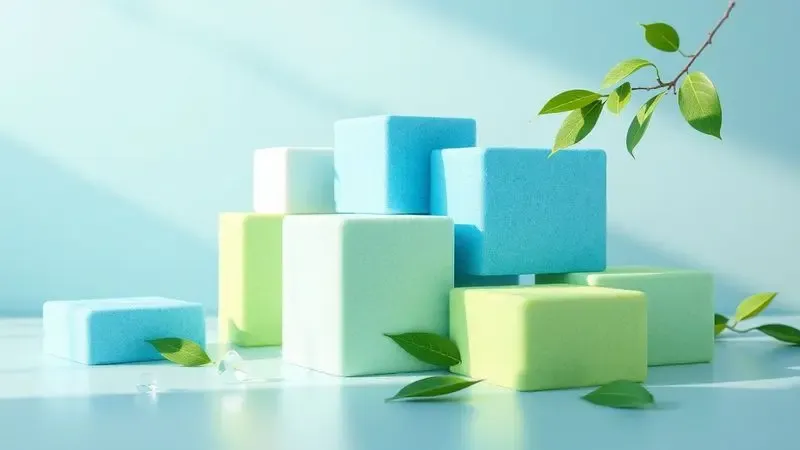 Blocos de espuma de alta densidade e elementos naturais simbolizando a sustentabilidade e resistência dos materiais.
