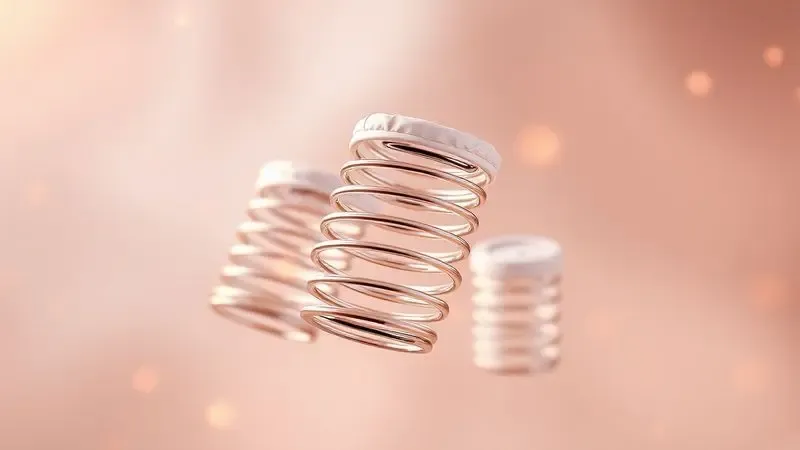 Representação 3D conceitual de molas ensacadas individuais envoltas em tecido branco com iluminação dourada suave.