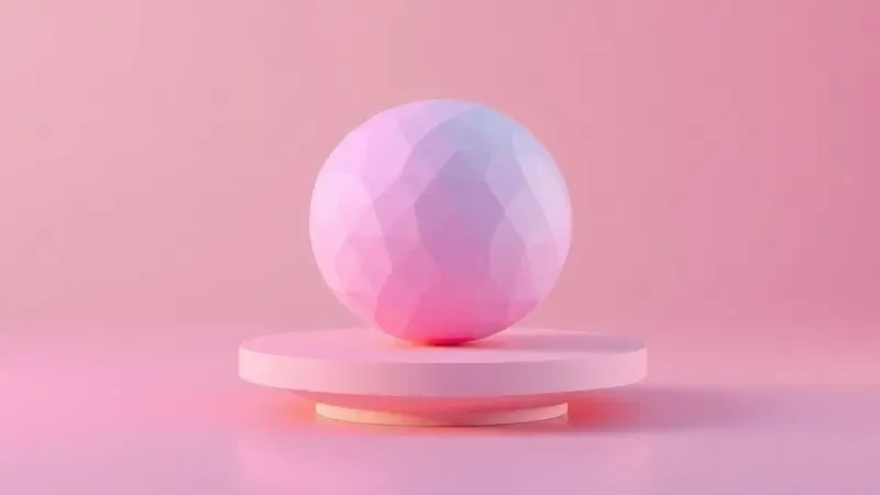 Conceito 3D abstrato de firmeza e suporte com formas geométricas suaves em cores pastéis vibrantes.