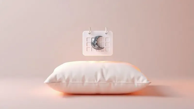 Ícone 3D de um calendário e uma lua crescente sobre um travesseiro macio, representando o período de teste e garantia de sono.