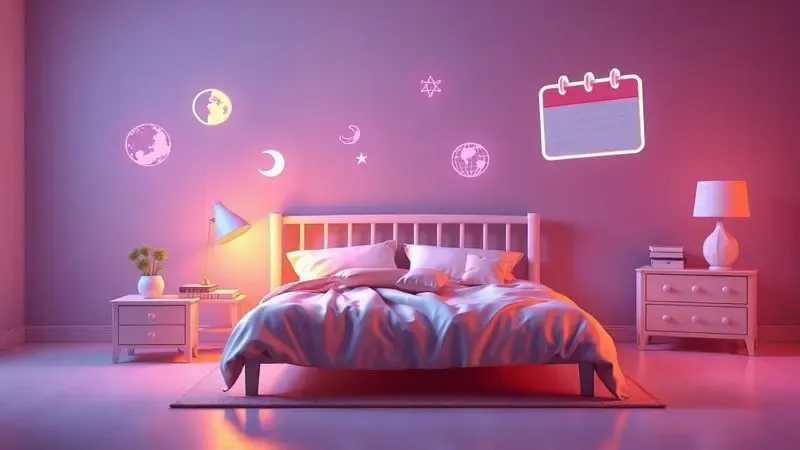 Ícones conceituais de tempo e uma cama confortável ilustrando o período de garantia e teste.