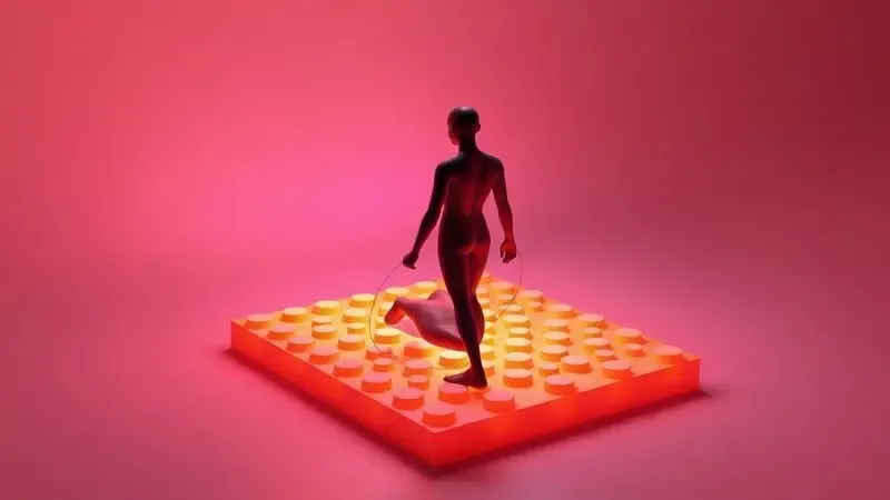 Visualização 3D de suporte de biotipo e pressão em um colchão de espuma.
