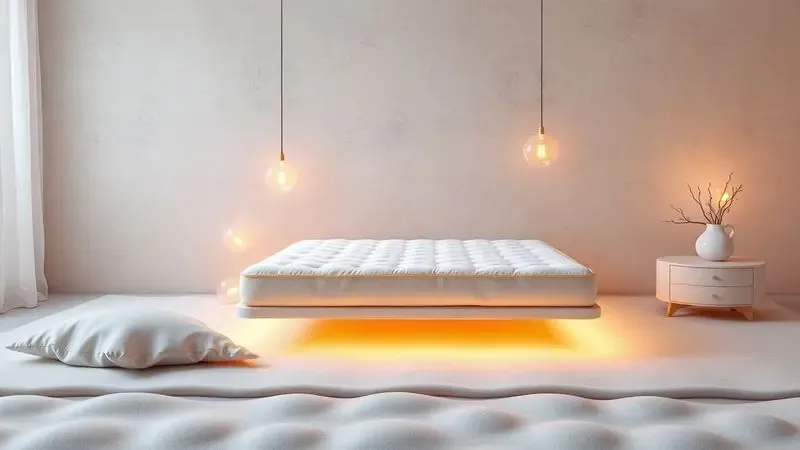 Cena conceitual de um quarto relaxante simbolizando o impacto positivo de um sono de qualidade na saúde.