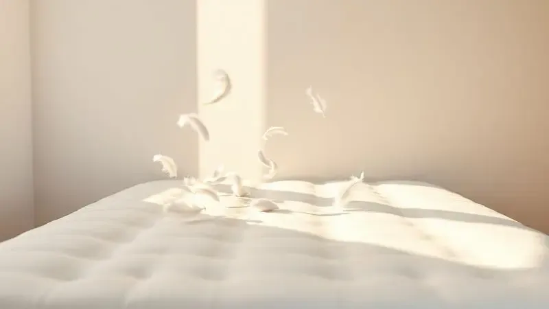 Ambiente de quarto minimalista e ensolarado com tecidos macios, simbolizando a preservação do colchão.