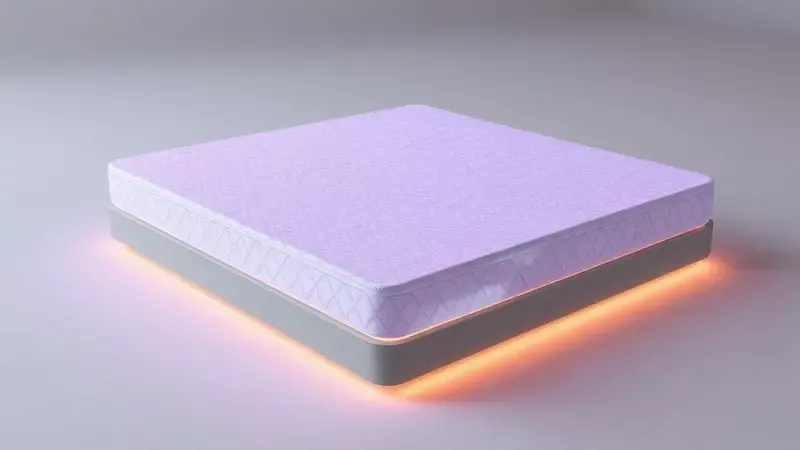 Visualização 3D conceitual de suporte ergonômico e alinhamento da coluna em um colchão de alta performance.