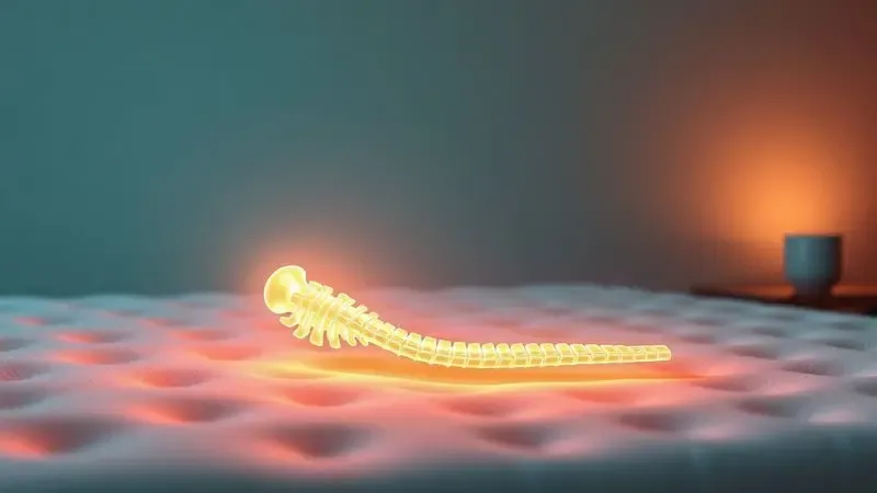 Representação 3D de suporte ergonômico para a coluna vertebral em uma superfície de descanso ideal.