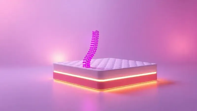 Ilustração 3D de suporte ergonômico em colchão ideal para a saúde da coluna.