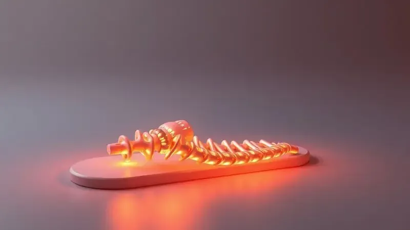 Gráfico conceitual 3D mostrando suporte ergonômico e alinhamento da coluna em uma superfície de descanso confortável.