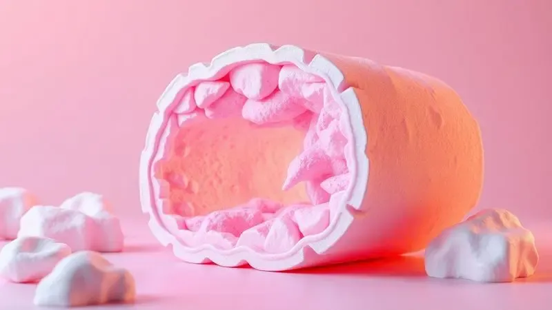 Representação conceitual em 3D da estrutura interna e celular de diferentes tipos de espuma para colchões.