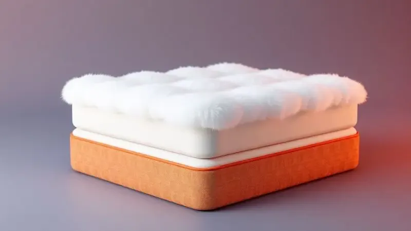 Camada extra de conforto Pillow Top representada como uma nuvem sobre o colchão.