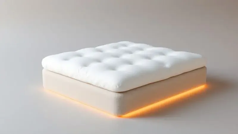 Ilustração conceitual 3D de uma camada extra de conforto macia como uma nuvem sobre o colchão.