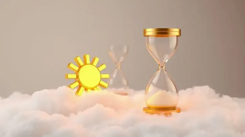 Representação artística do período de teste de cem noites simbolizado por elementos de tempo e conforto.