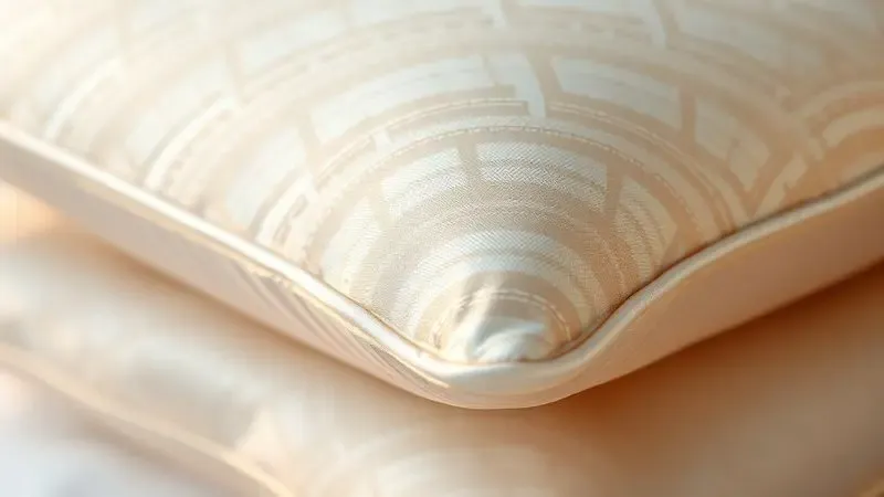 Close-up de um tecido jacquard luxuoso com texturas de seda em um render 3D de alta qualidade.