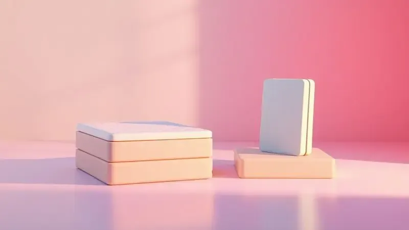 Ilustração 3D mostrando as posições de armazenamento de um colchão em um ambiente limpo e organizado.