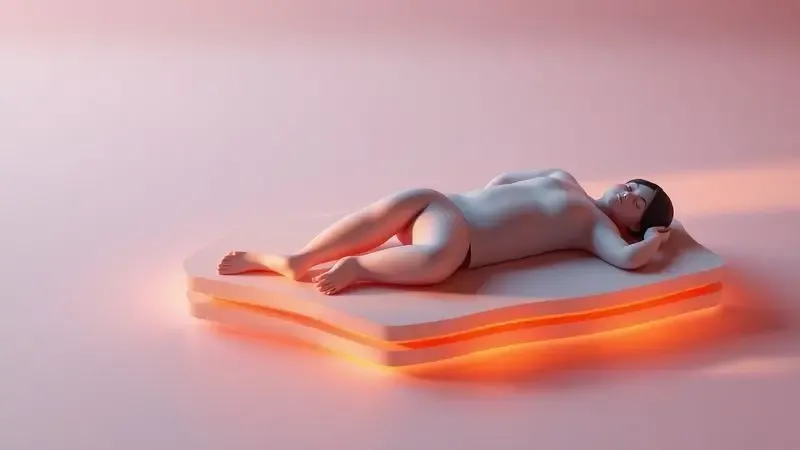 Gráfico conceitual em 3D demonstrando posições de dormir e a necessidade de suporte diferenciado para o corpo.